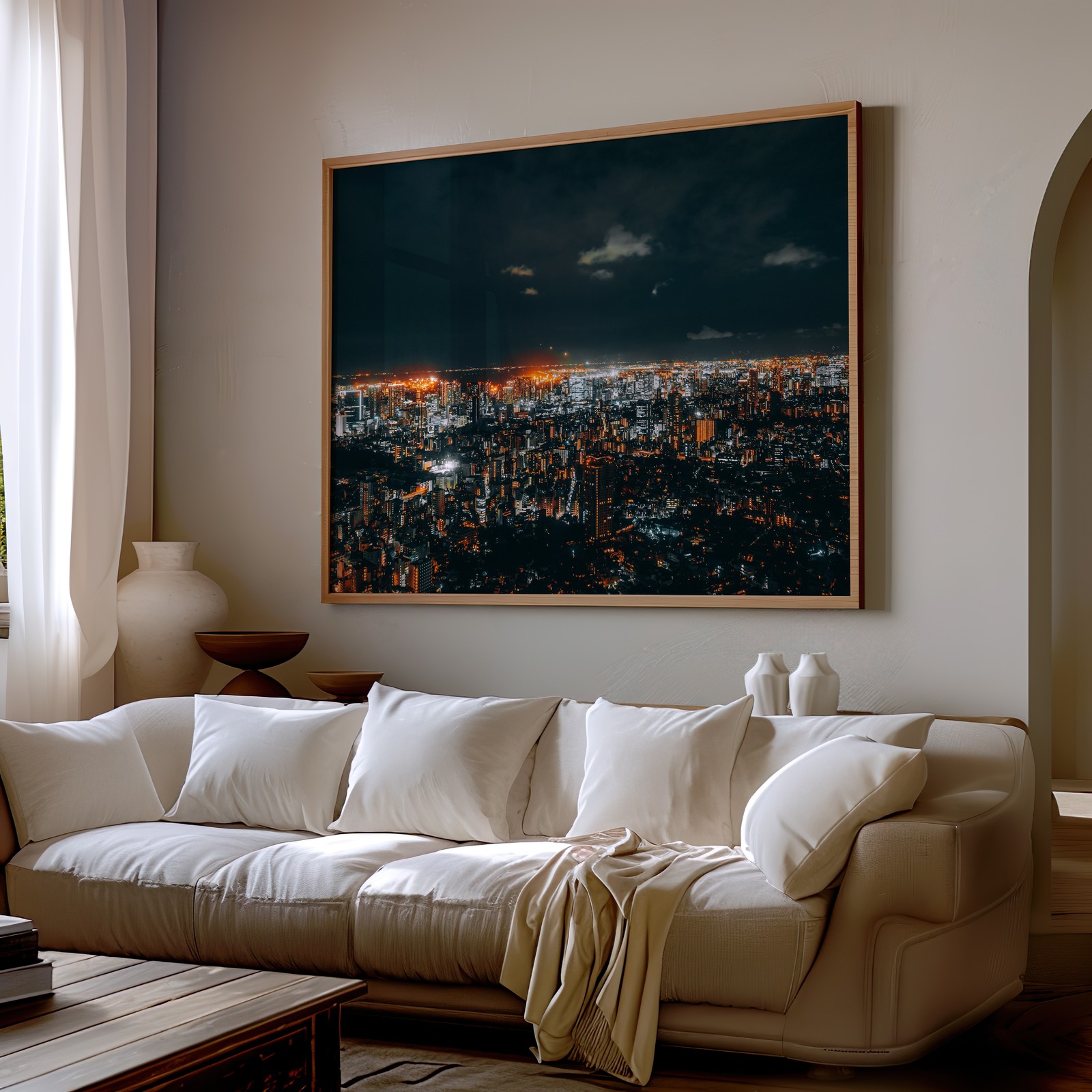 Urban Nightscape City Lights Poster Wall Art Premium Quality