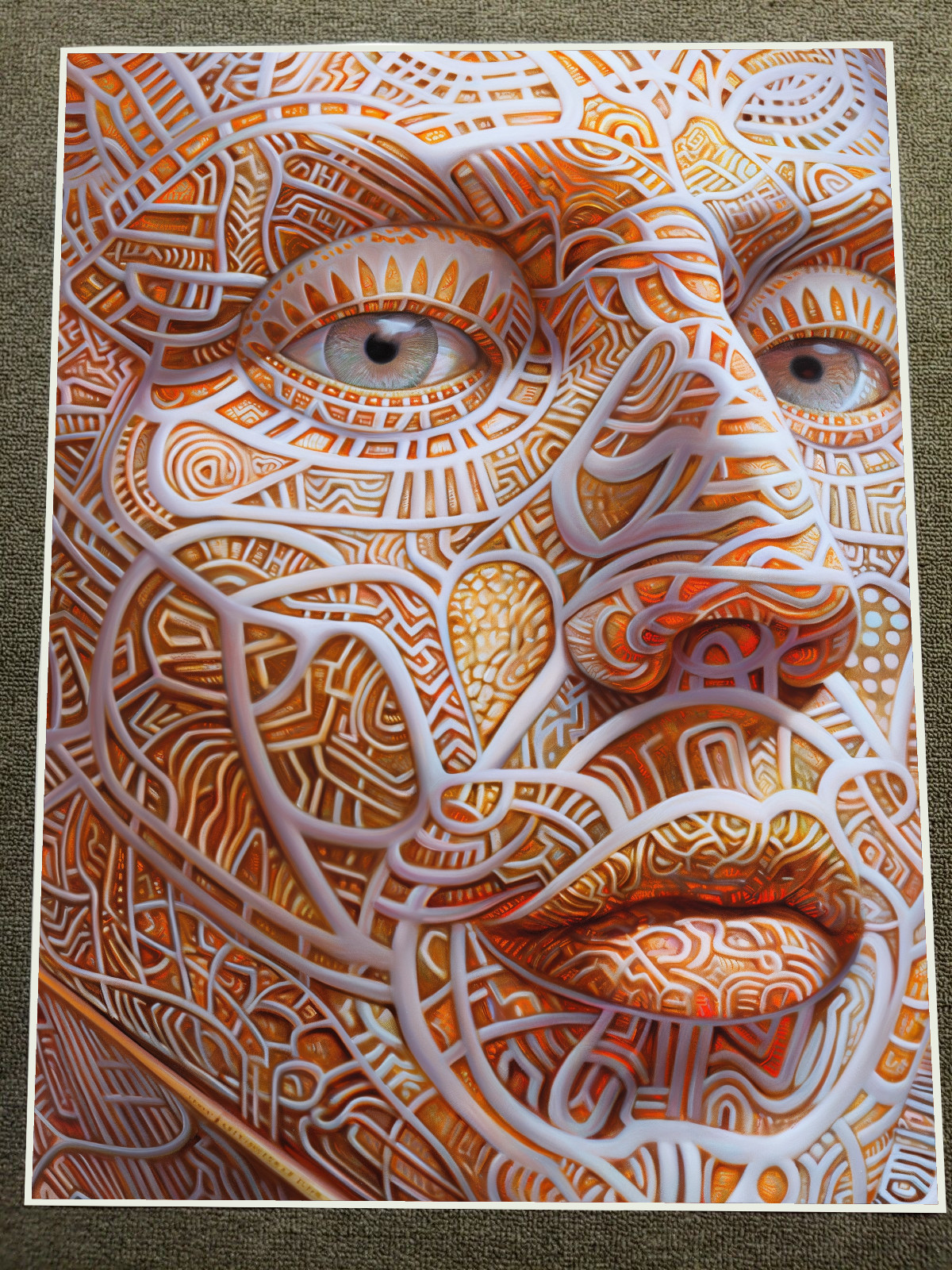 Monochrome Face with Abstract Lines Poster 18x24in
