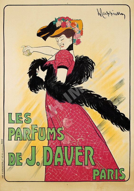 J Daver parfums vintage perfume fashion ad poster repro 16×24