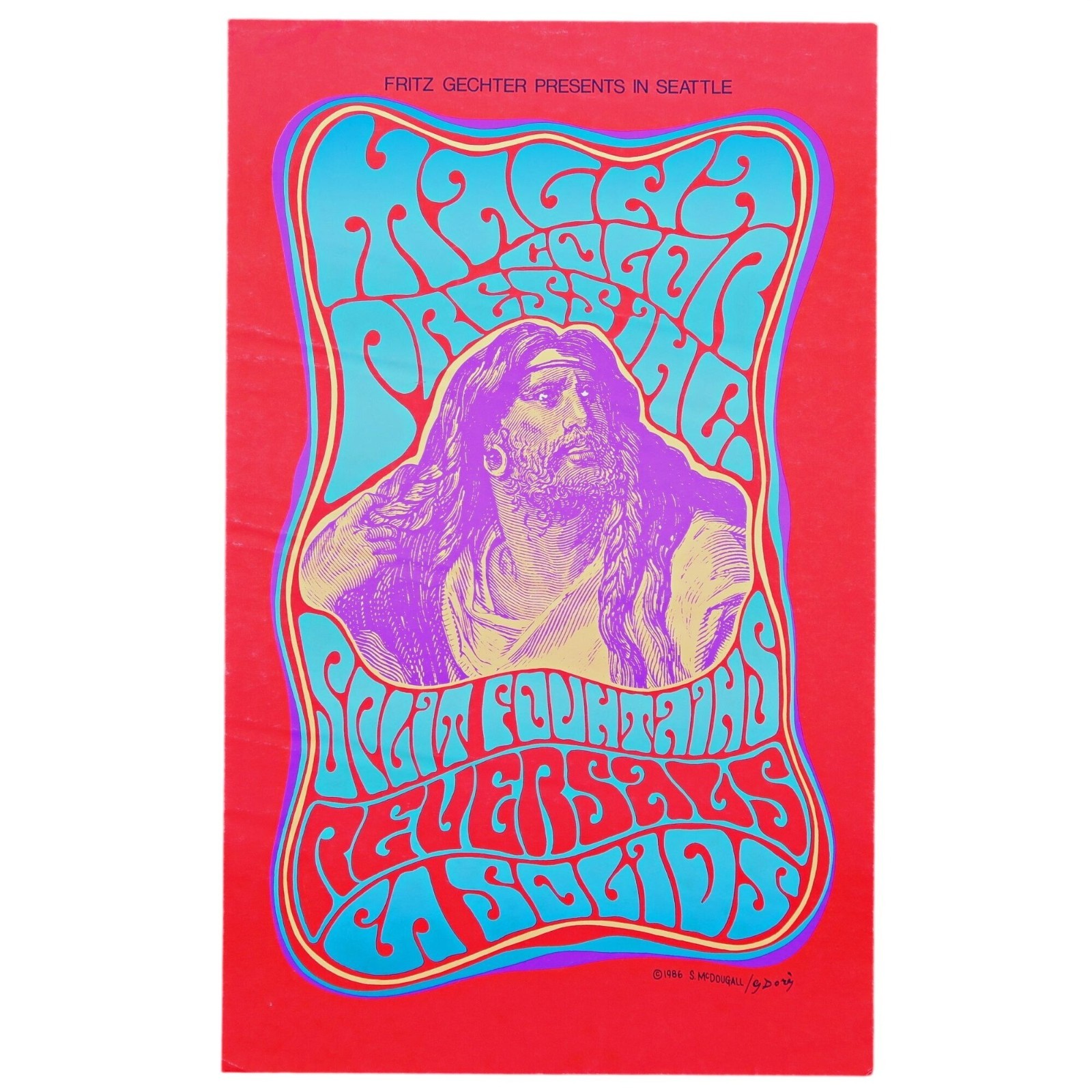 Scott McDougall 1986 Magna Color Press Psychedelic Promo Poster, 11.5×18.5