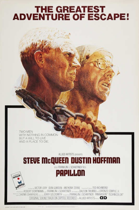 1973 PAPILLION VINTAGE STEVE MCQUEEN MOVIE POSTER PRINT STYLE A 24×16 9MIL PAPER