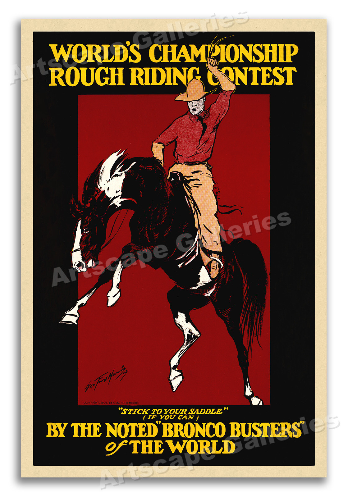1903 Bronco Buster Rough Riding Championship Vintage Rodeo Poster – 24×36