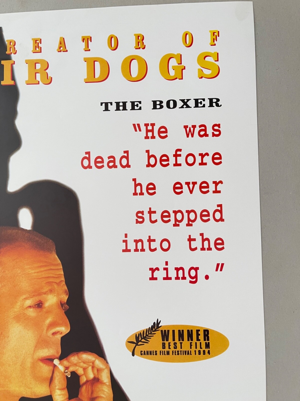 PULP FICTION, BRUCE WILLIS ‘THE BOXER’ RARE  1990’s POSTER