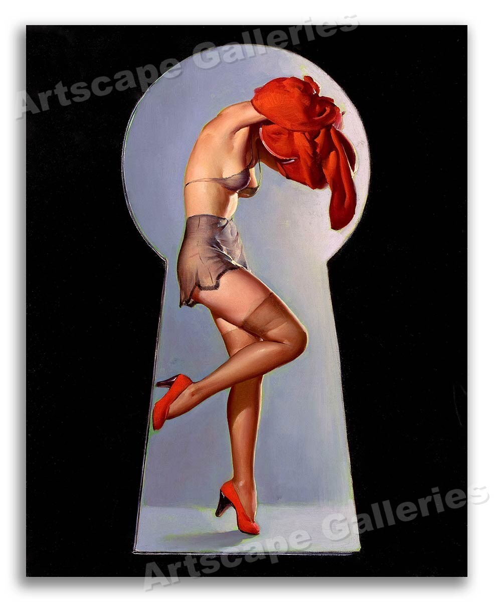 1940s Gil Elvgren Sexy PinUp Girl Poster Keyhole “Peek-a-View” – 11×14