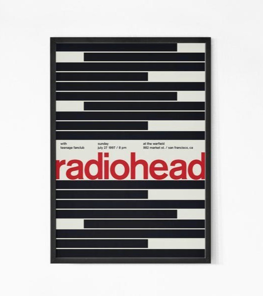 Radiohead 1997 San Francisco Concert Poster 24×36 – Vintage Music Wall Art