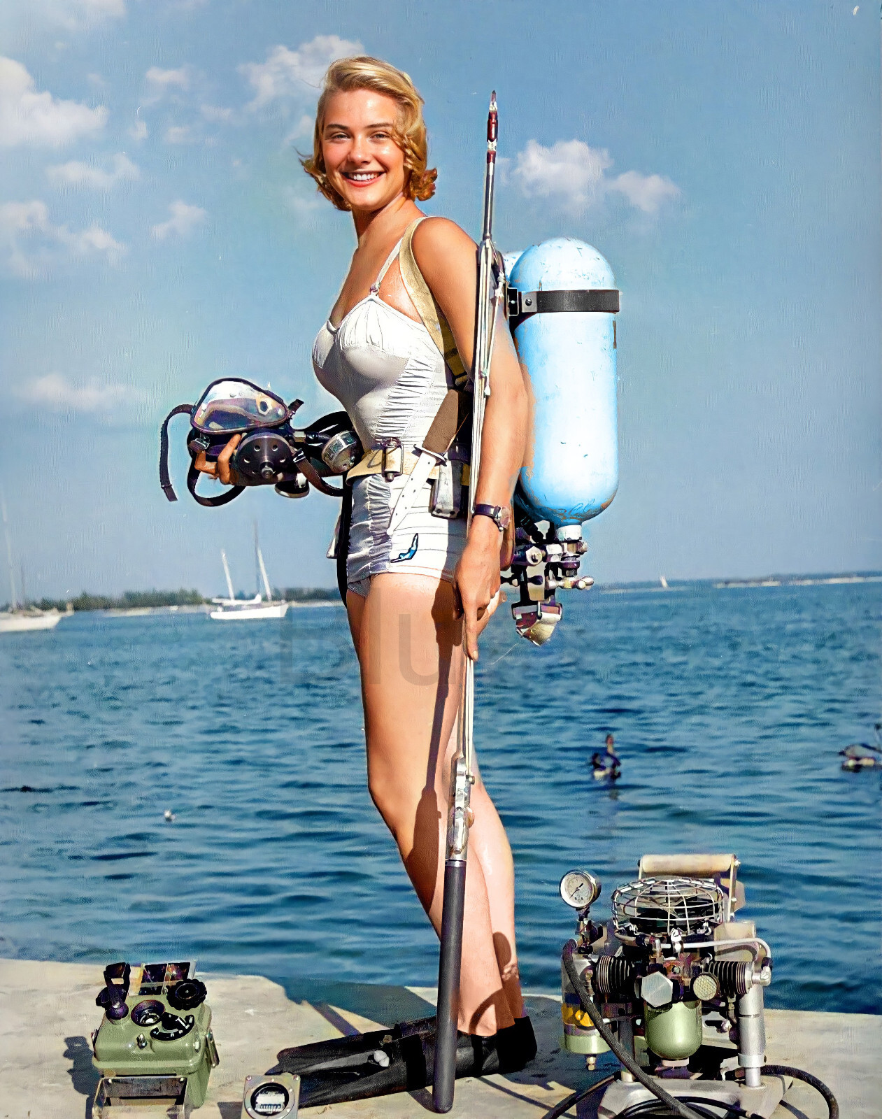 1954 Diving off the Florida coast 14 x 11″ Photo Print