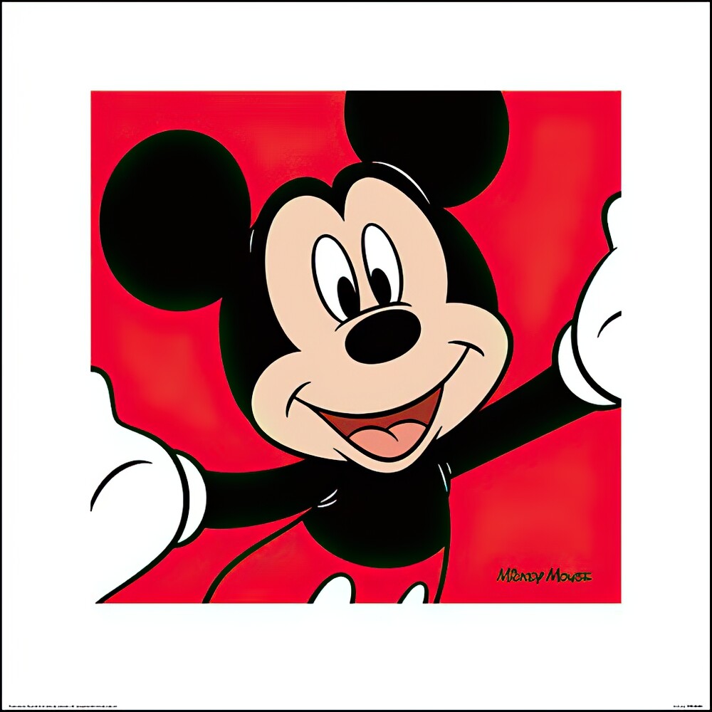Mickey Mouse – Disney Art Print / Poster (Red Background) (Size: 16″ X 16″)