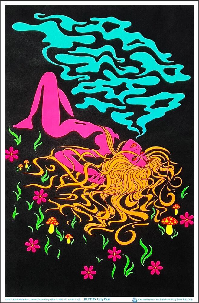 Lazy Daze by Audrey Herbertson Flocked Blacklight Poster – 23″ x 35″