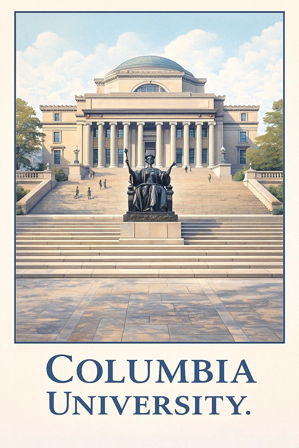 Columbia University Campus Architectural Travel Poster Print Wall Art 24×36