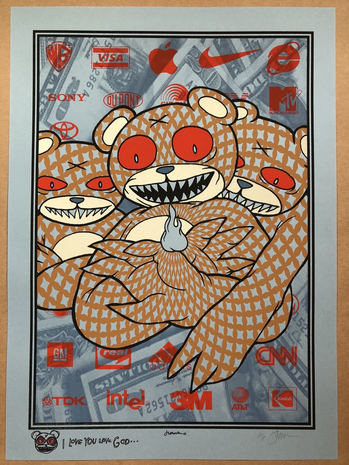 [REMARQUED~2011~A/P] Jermaine Rogers ‘GOD LOVES YOU LOVE GOD’ BLUE/GRAY ArtPrint