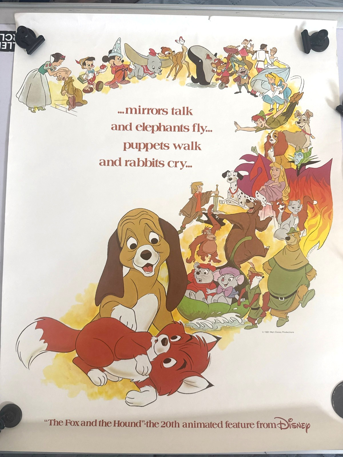Disney The Fox and the Hound Poster 22×17 + Festival Letter 1981 VTG