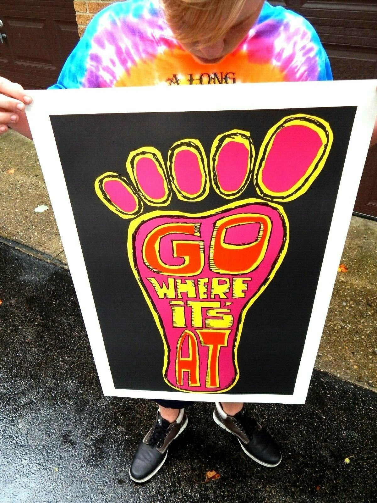 NOS Original 1970’s Poster Go Where Its At Hippie Poster Vagabond Dayton Ohio