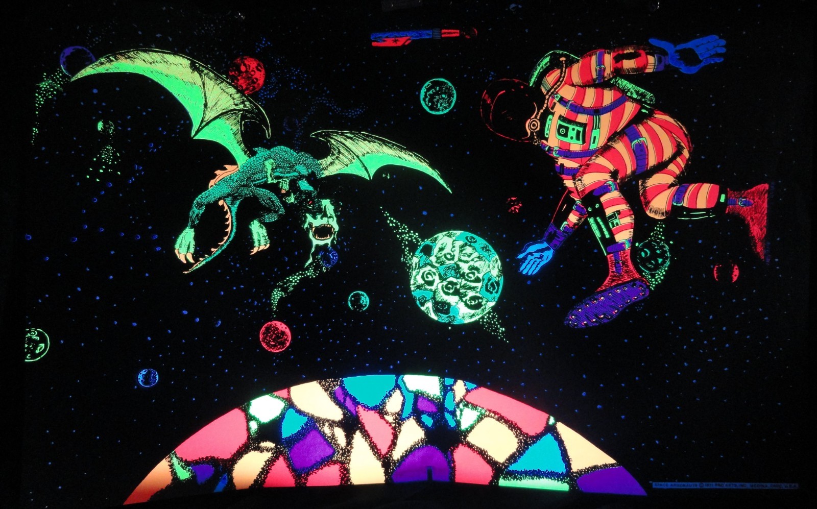 RARE Original 1971 SPACE ARGONAUTS Black Light Poster PRO-ARTS