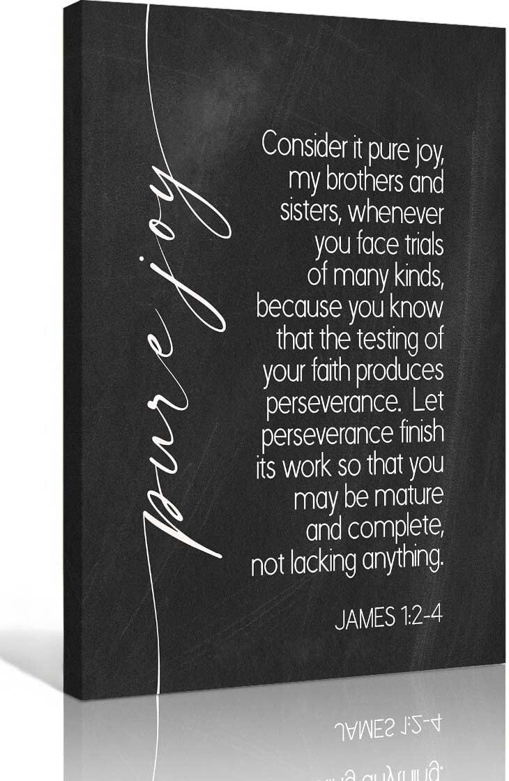 James 1 2-4 Wall Art Bible Verse Poster Decorations for Office Canvas Prints