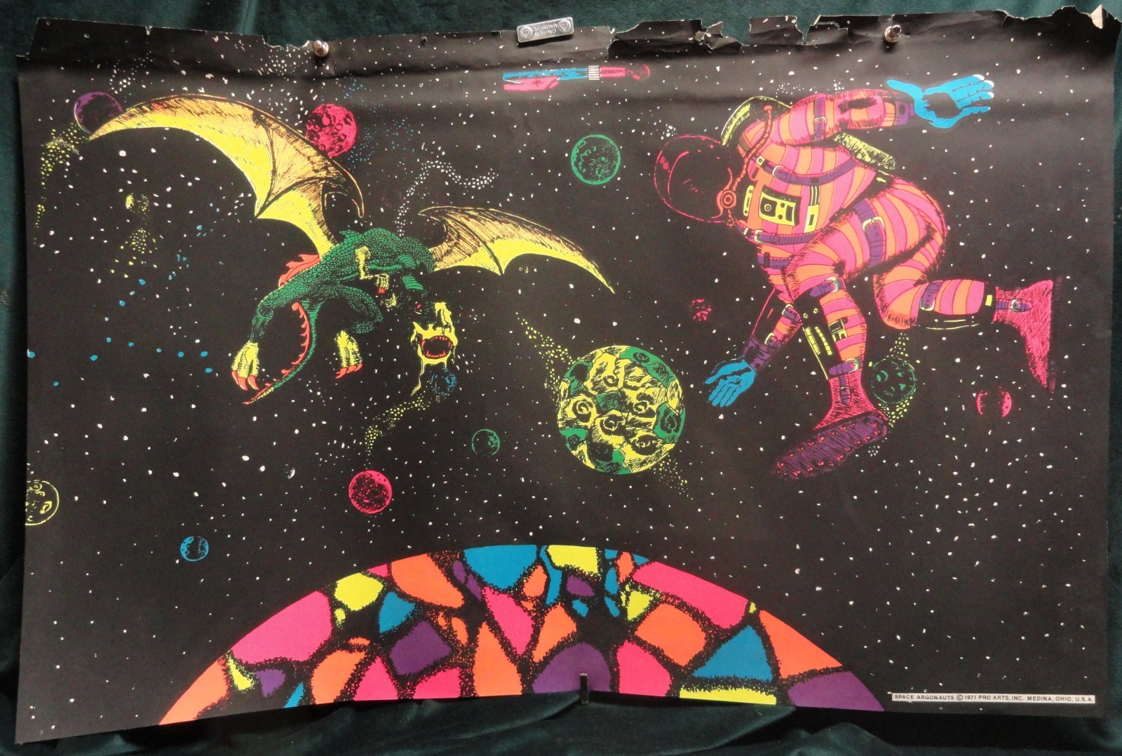 RARE Original 1971 SPACE ARGONAUTS Black Light Poster PRO-ARTS