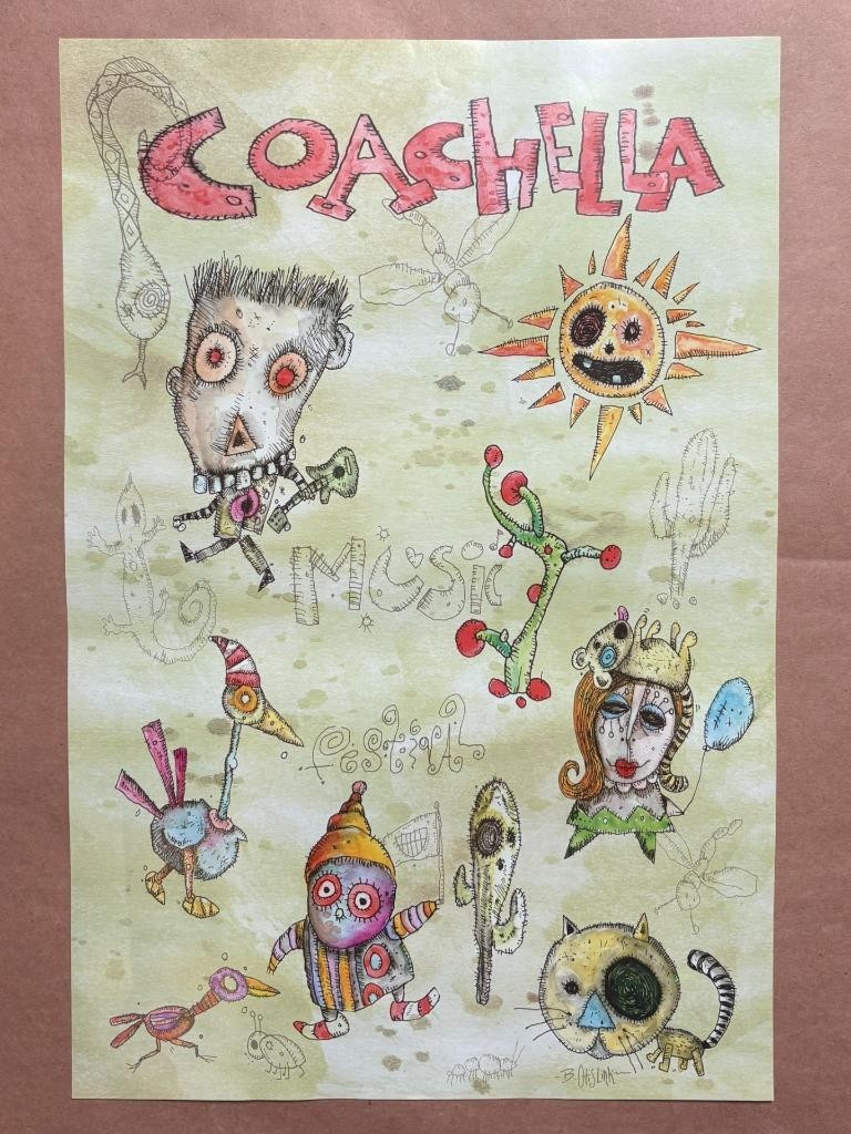 COACHELLA Poster 18×12 BadOtisLink Art 2019 punk burning man desert festival