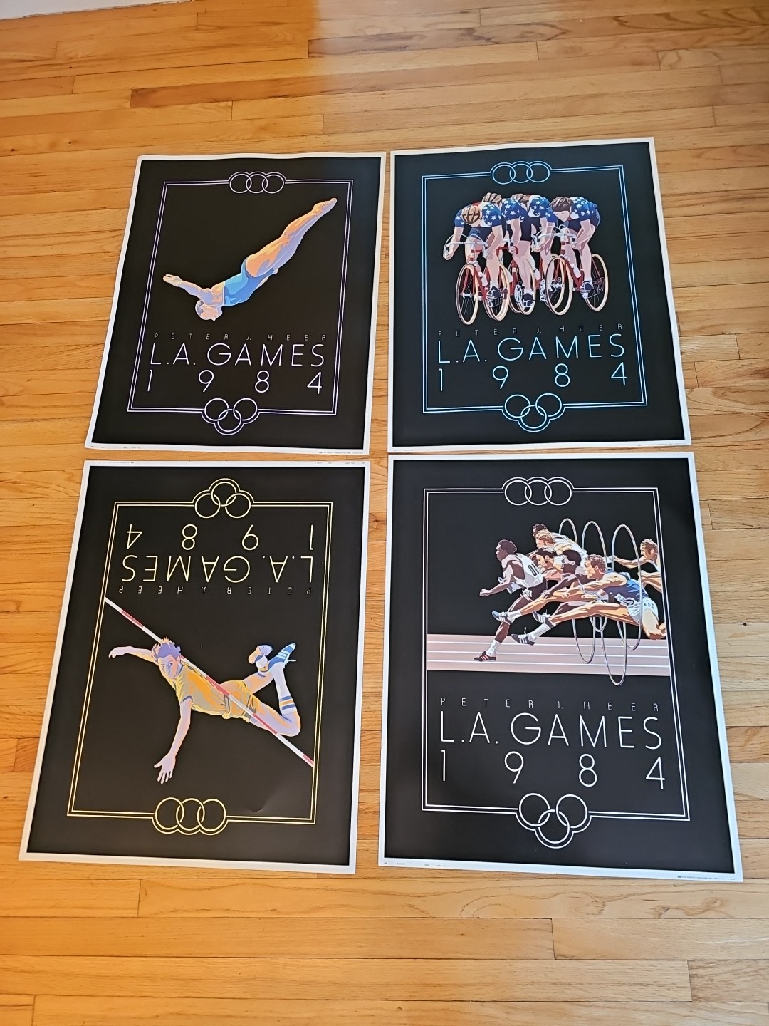 Lot of 4 PETER J.HEER L.A.GAMES 1984 LARGE OLYMPIC POSTER