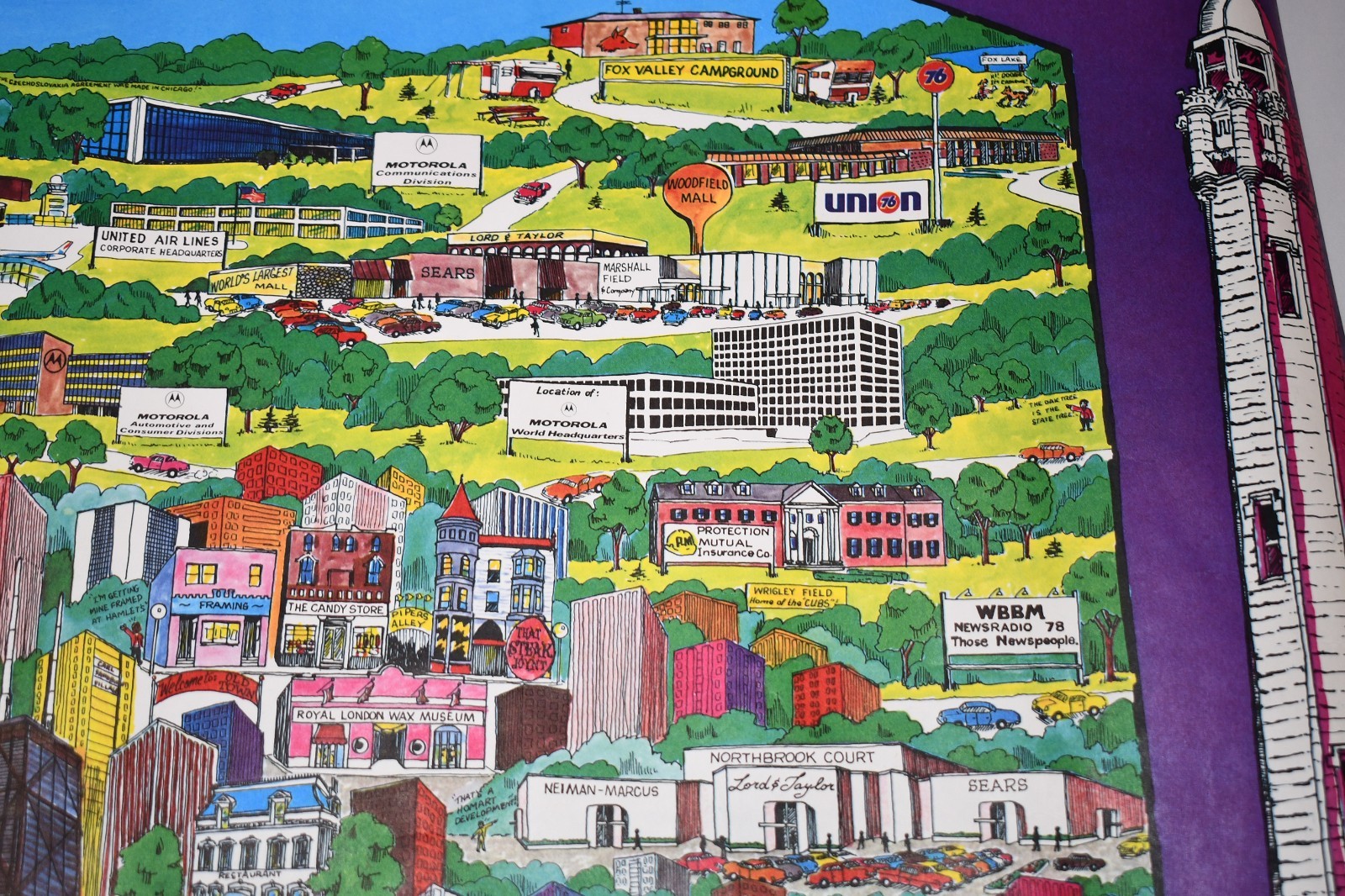Vintage 1973 The Windy City Chicago Poster Bob Hastings 37 x 29” 0426!!!