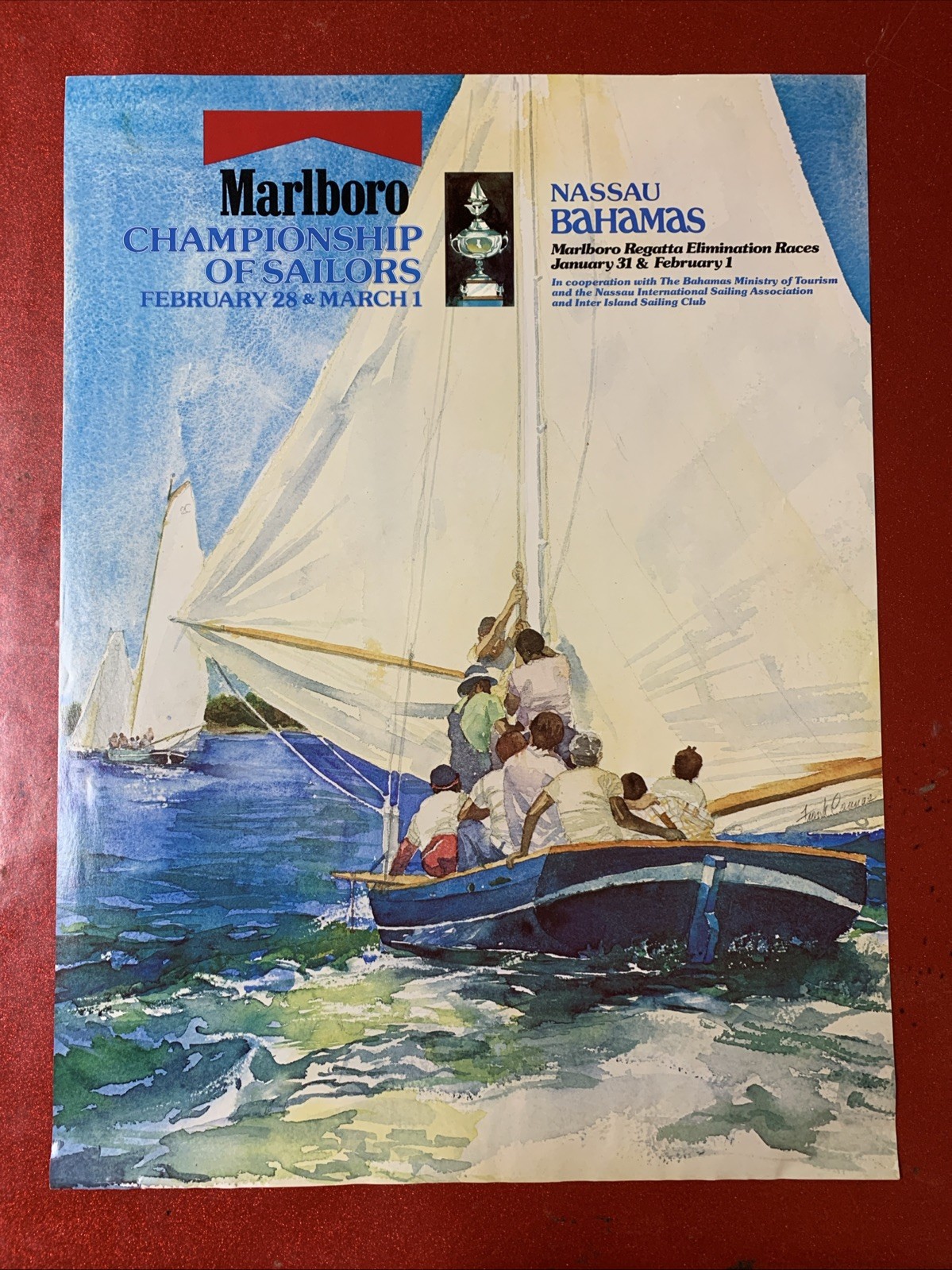 Frank Cannas Marlboro Poster Marlboro Championship Of Sailors 25”x18”
