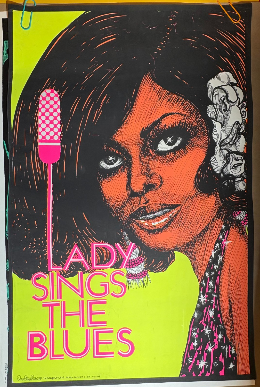 LADY SINGS THE BLUES DIANA ROSS VINTAGE 1973 BLACKLIGHT POSTER BY GEO STOWE NICE