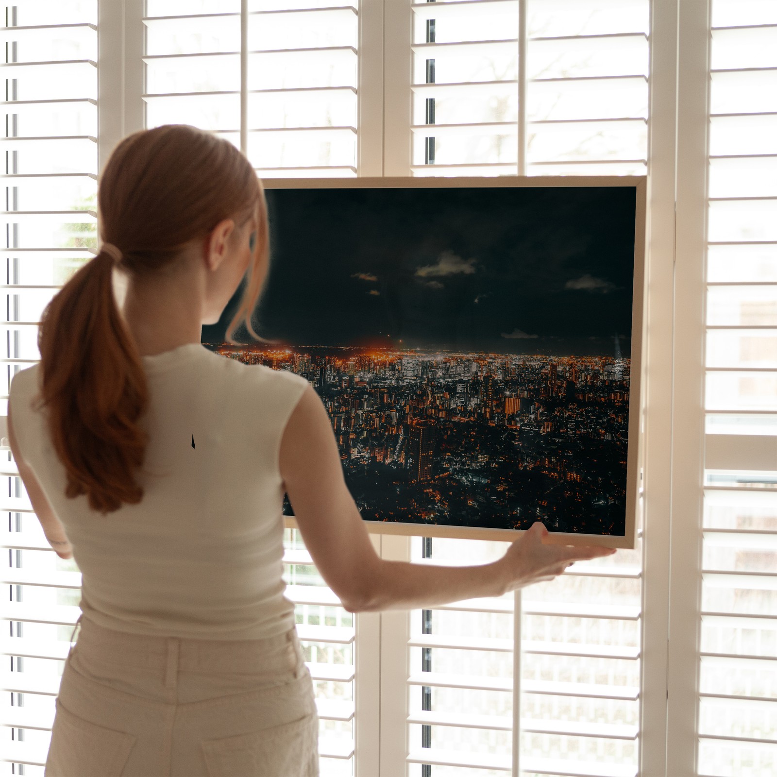 Urban Nightscape City Lights Poster Wall Art Premium Quality