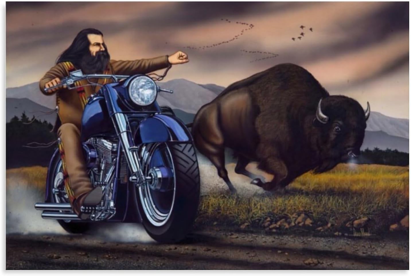 David Mann Biker Motorcycle Poster 24×36 Unframed Wall Art Decor Gift