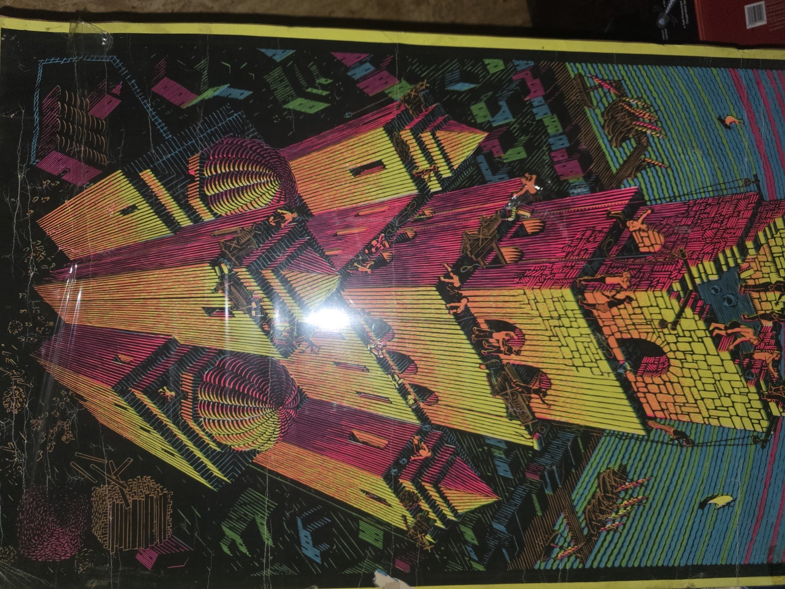 Vintage M.C Escher Victory Tower Black Light Poster SEALED