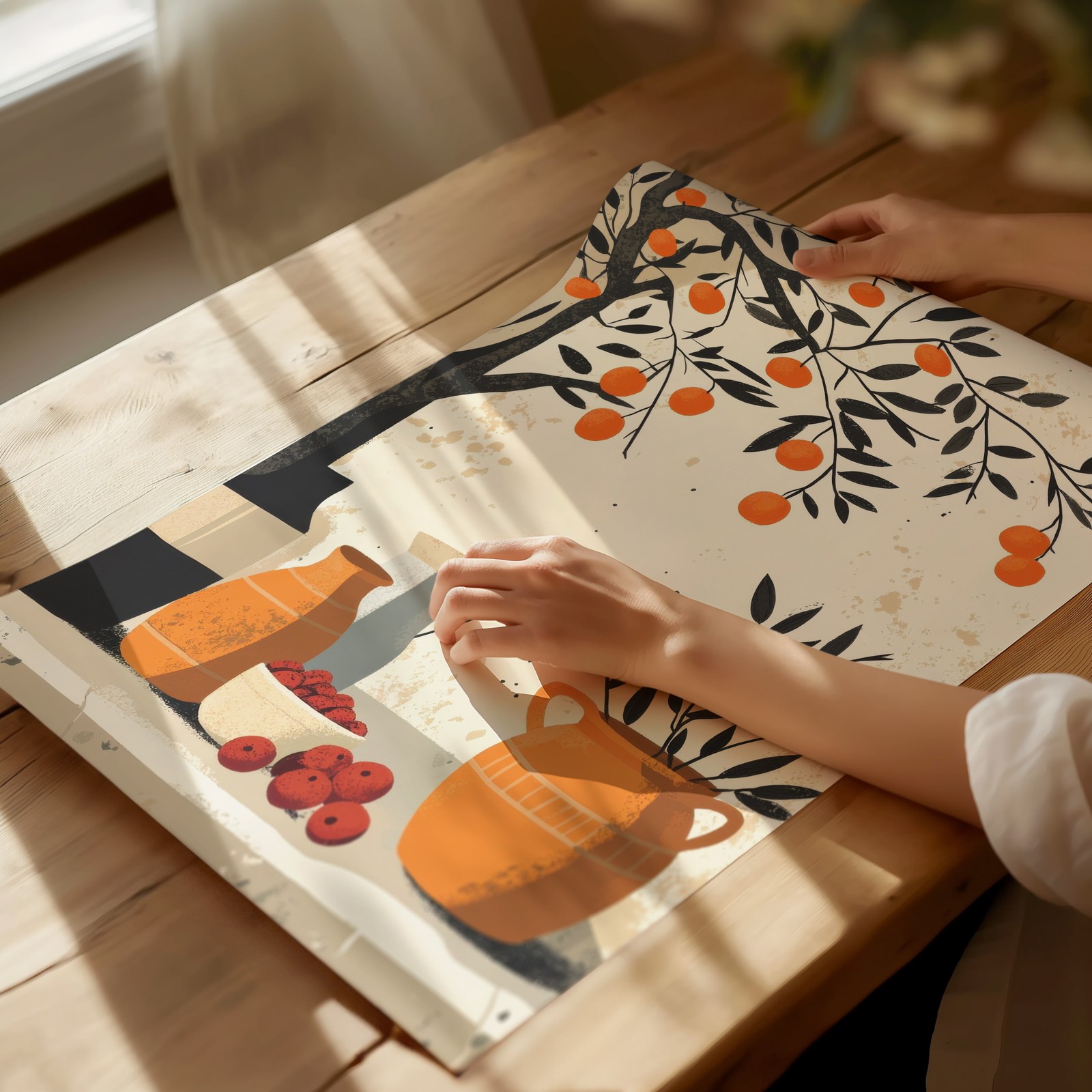 Vintage Botanical Orange Tree Wall Art Poster Premium Quality