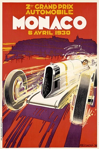 Grand Prix de Monaco 1930 Speed Racing Car Motor Sport Poster 12×18