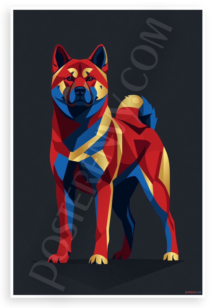 Akita Inu Geometric Abstract Bold Colors 12×18 Poster