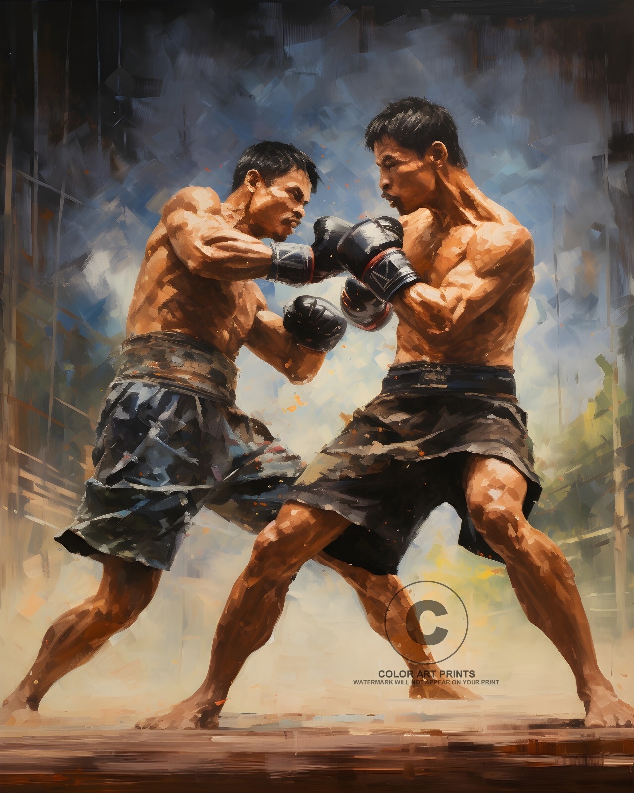 Muay Thai Martial Arts Boxing Match Combat Sports Thailand Giclée Art Print