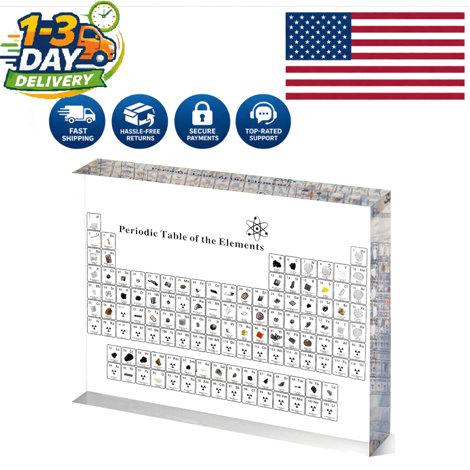Real Element Periodic Table Display – Unique Gift for Science Lovers & Students