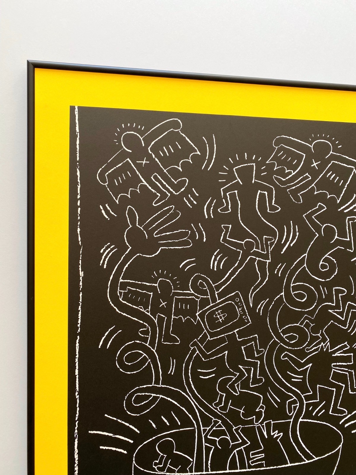 KEITH HARING RARE 1990 LITHO PRINT FRAMED POP ART EXHIBIT POSTER “UNTITLED” 1985