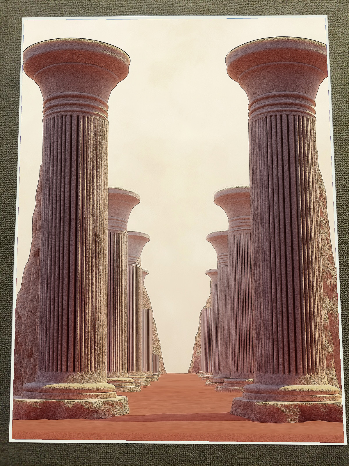 Ancient Pillars in Desert Poster 18x24in