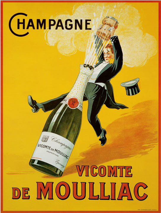 Champagne Vicomte De Moulliac Vintage Advertising Art Poster