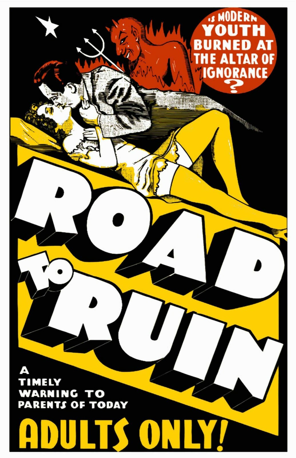 1934 Adult Movie Poster “Road to Ruin” Adults Only! – 16×24
