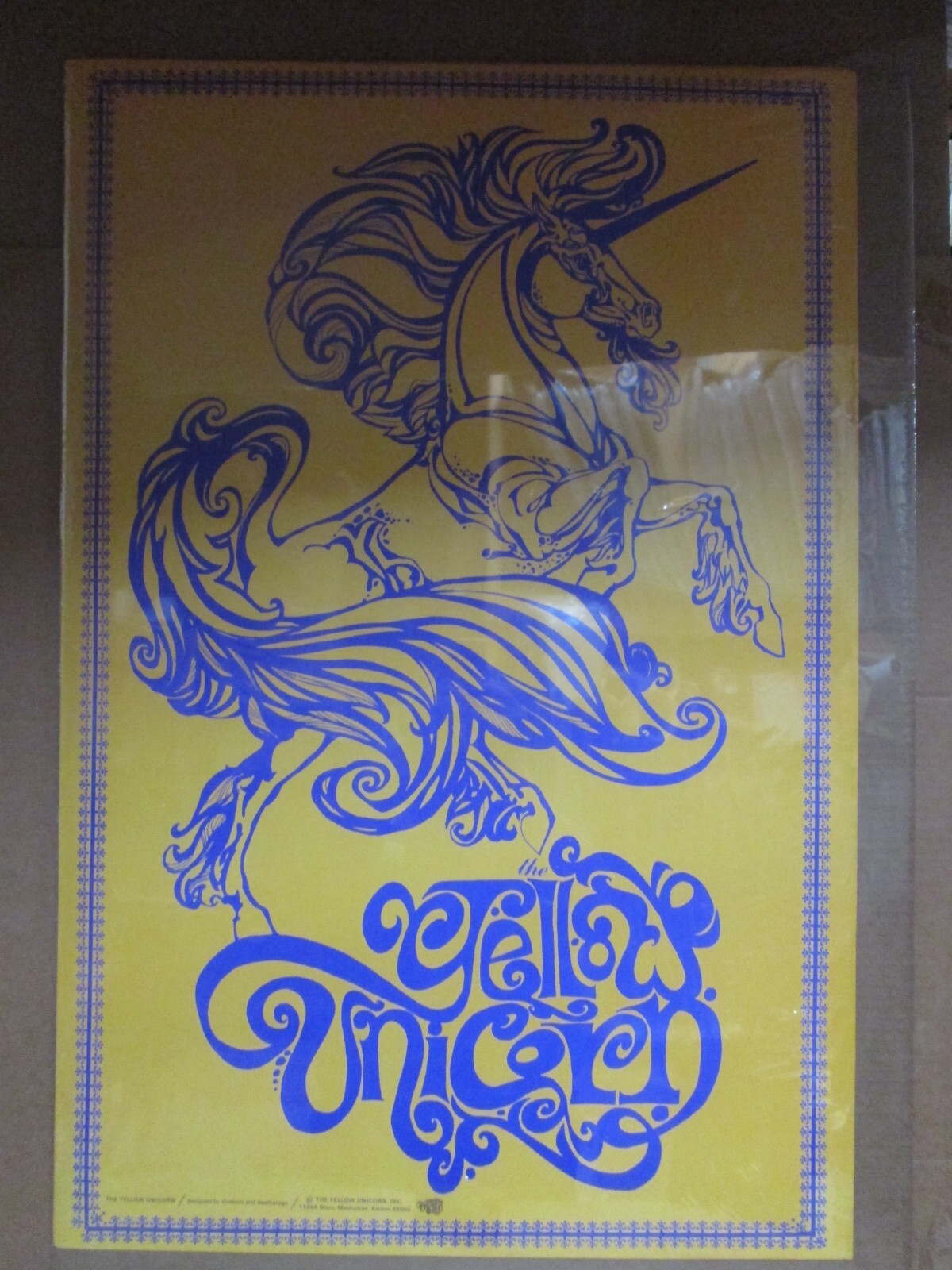 Vintage Poster the yellow unicorn logo promo in#G7557