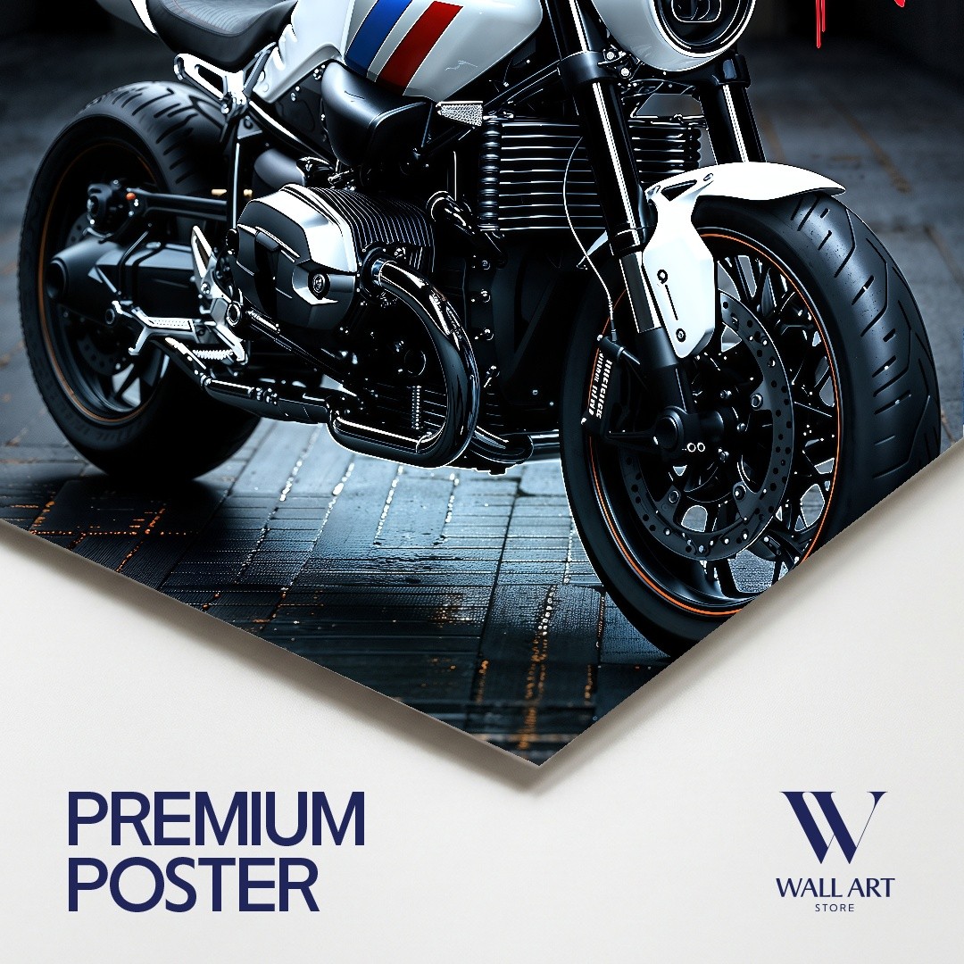 Motorcycle Graffiti Urban Poster | Dynamic Wall Art | Garage Decor