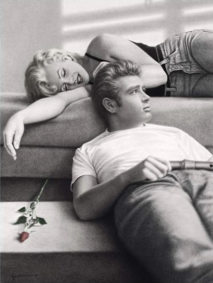 Marilyn Monroe and James Dean Poster Large 24×36 Flute Song by Paul Gassenheimer