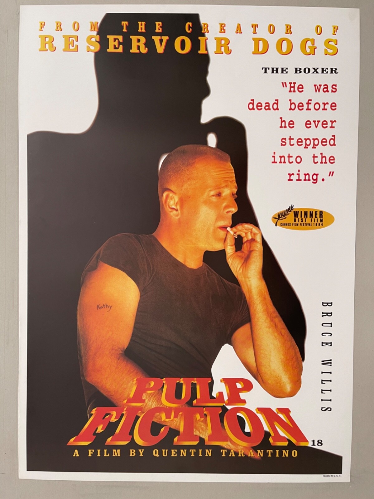 PULP FICTION, BRUCE WILLIS ‘THE BOXER’ RARE  1990’s POSTER