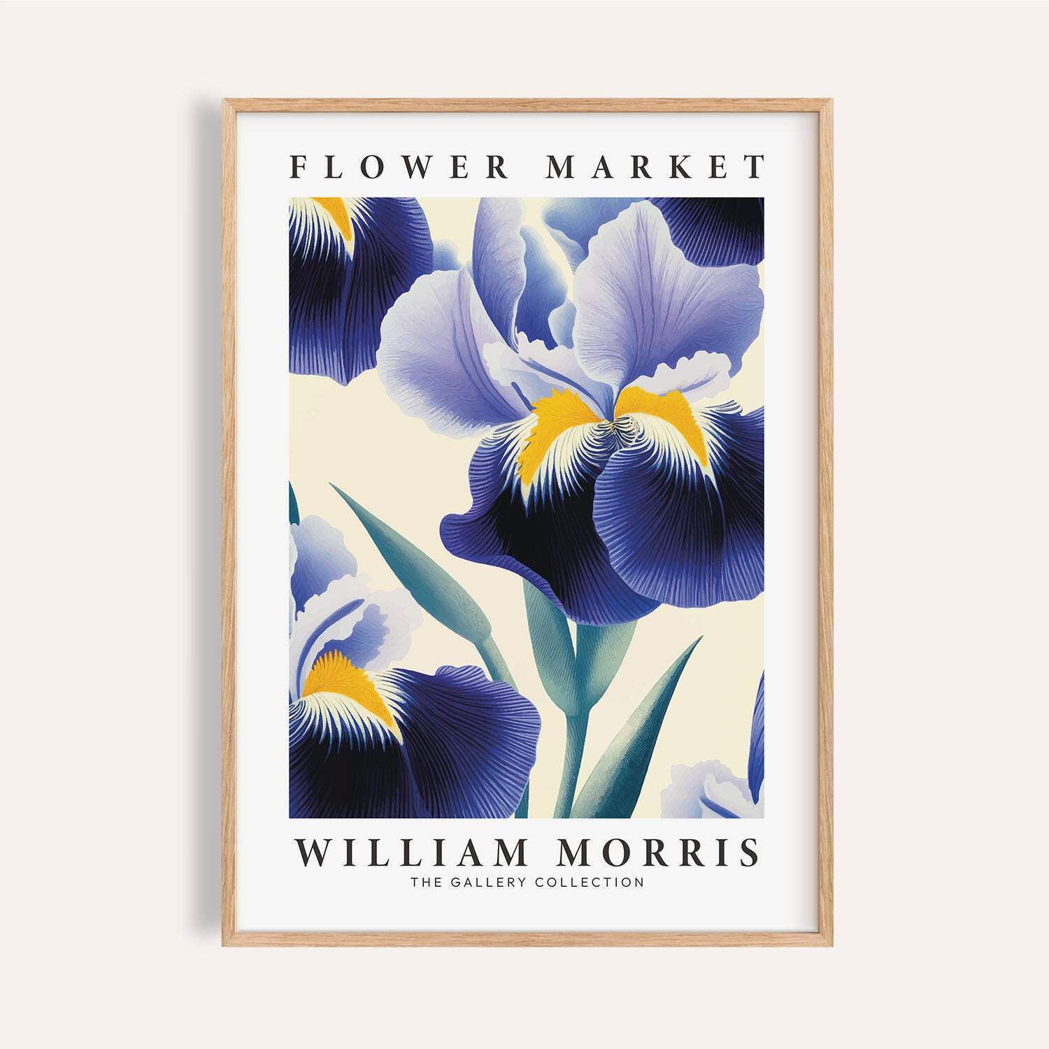 Blue Iris Floral Wall Art William Morris Inspired Botanical Print for Home Decor