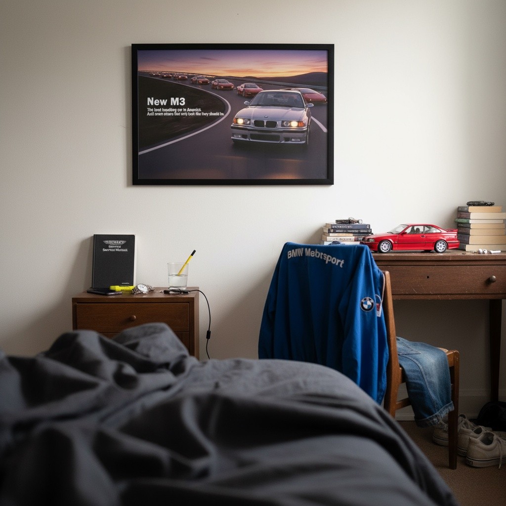 BMW M3 E36 Poster – Retro 90s Performance Car Wall Art Classic German Print
