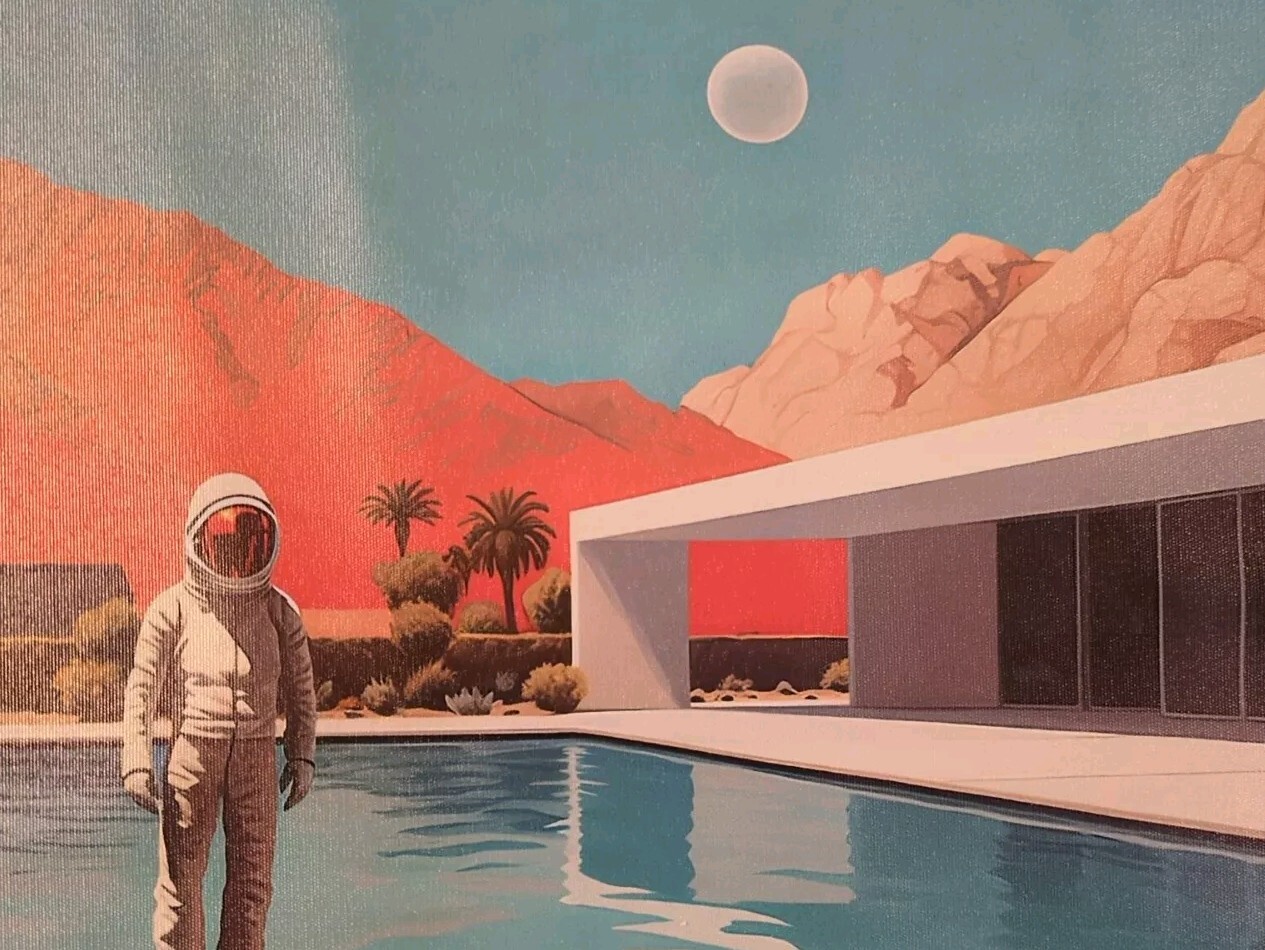 Canvas Poster Mid Century Modern Home 60s Pop Colors 9″ X 12″ Palm Springs