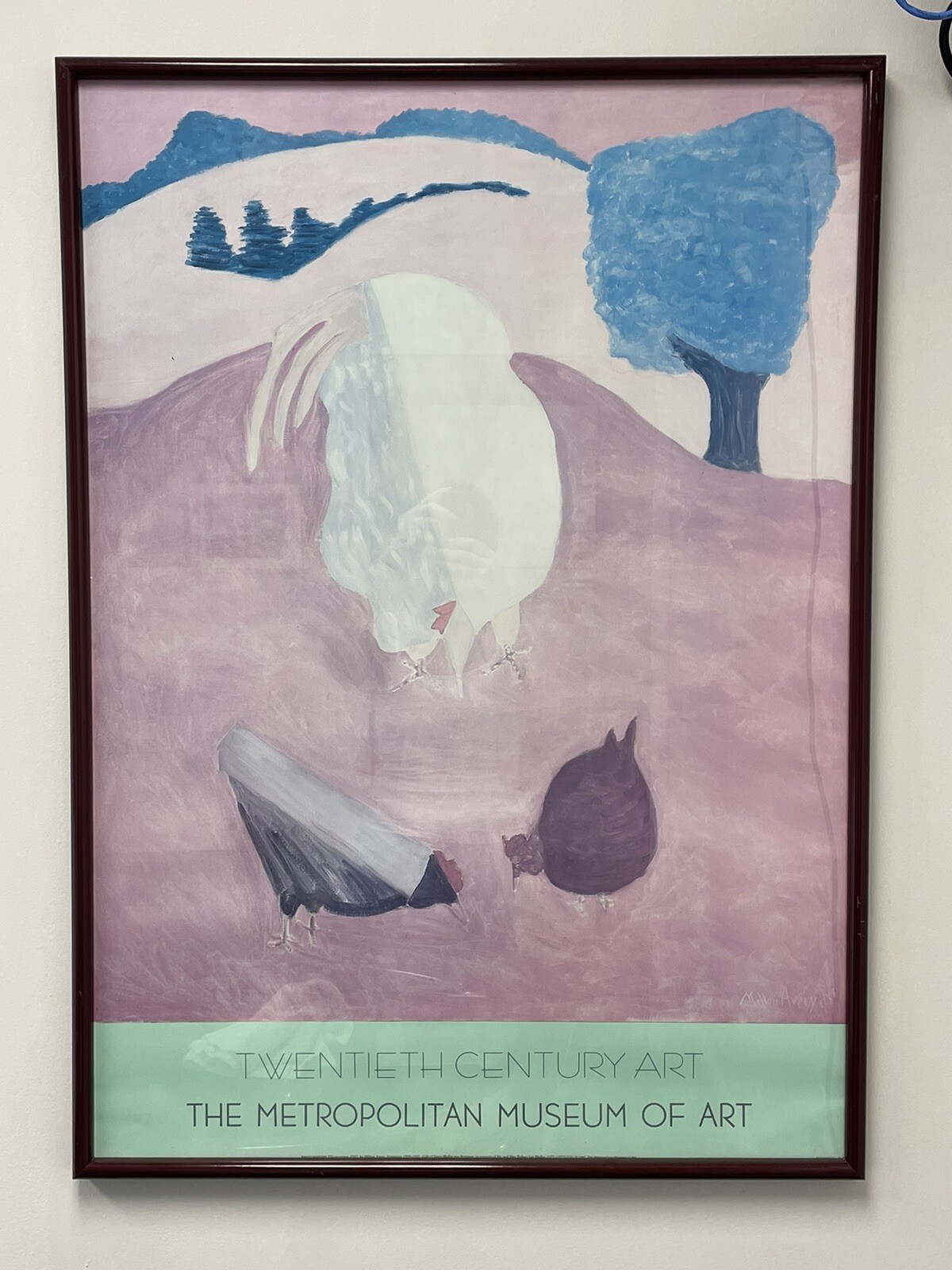 MILTON AVERY RARE LITHO PRINT FRAMED MUSEUM POSTER 28″ x 39″ White Rooster 1947