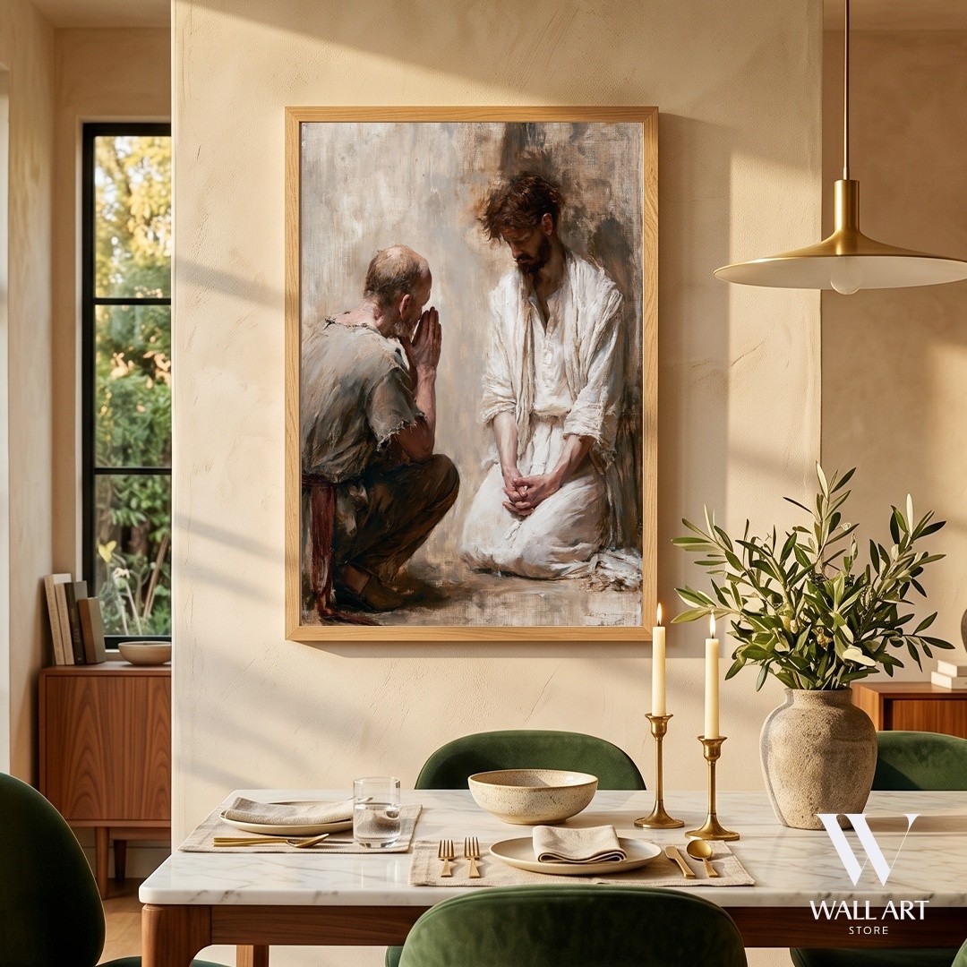 Reflective Figures Renaissance Poster | Emotional Wall Art | Living Room Decor