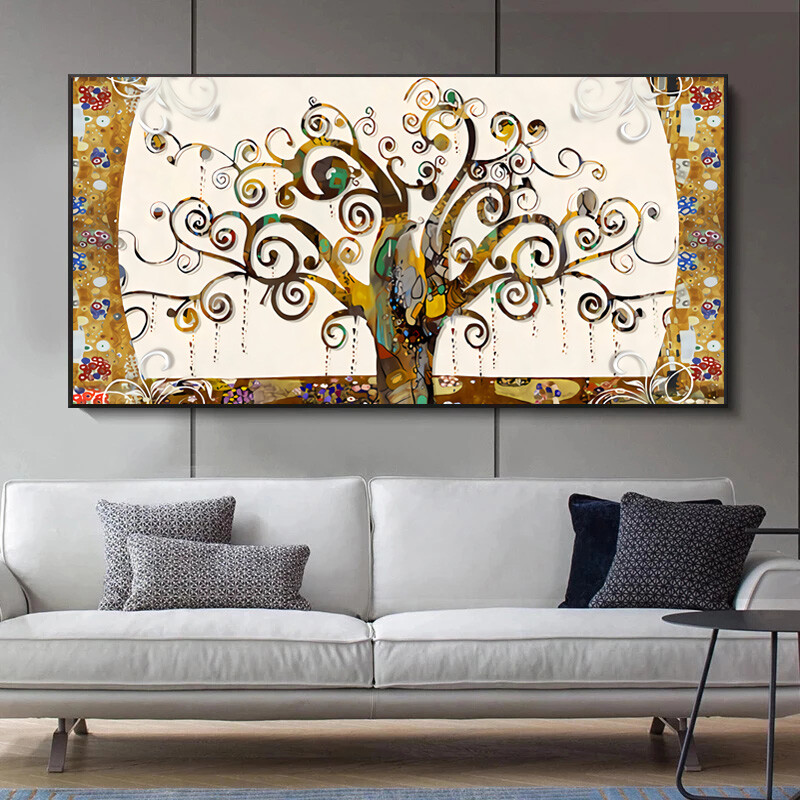 Gustav Klimt Tree of Life Canvas Painting Landscape Wall Art Posters And Prints