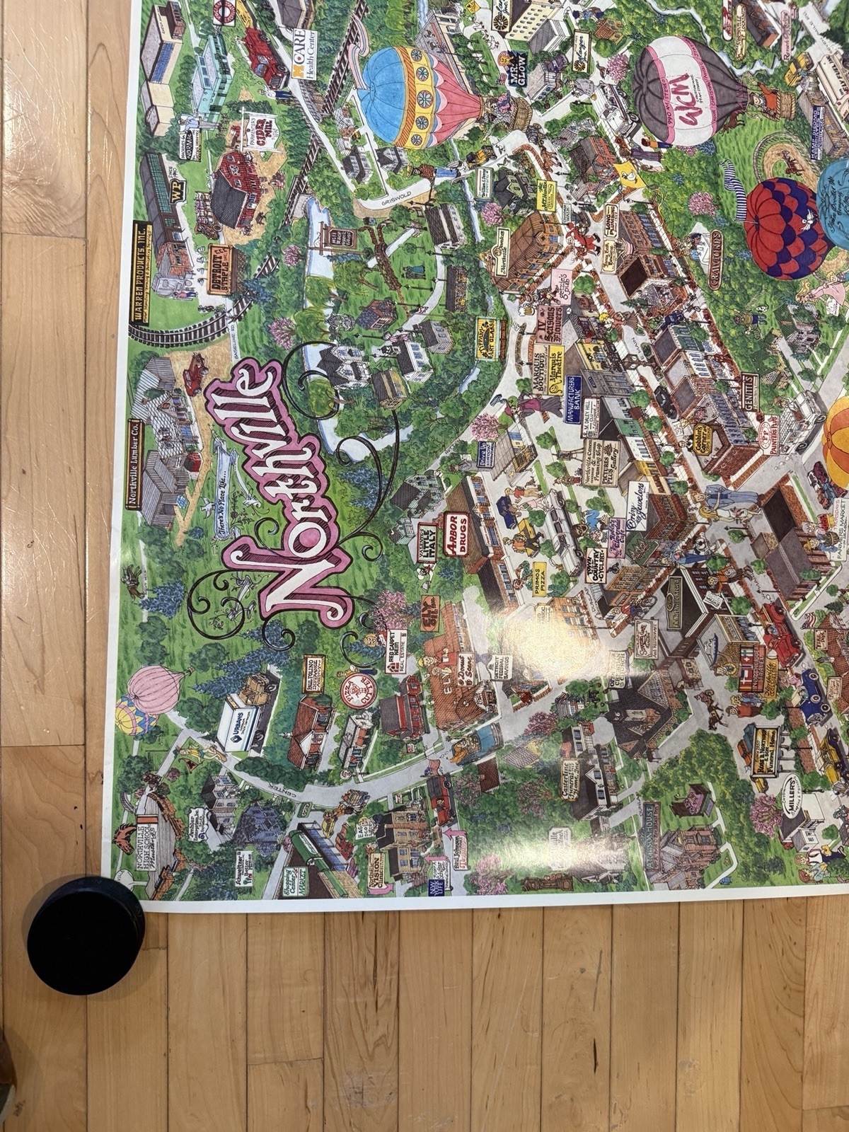 VINTAGE Northville Michigan Downtown Poster 38″ X 27″