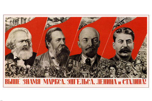PROPAGANDA VINTAGE POSTER 1936 Marx Engels Lenin Stalin 20×30-UY1