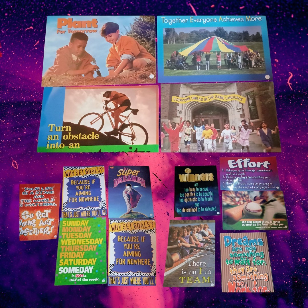 Vtg 90s Motivational Classroom Board LAMINATED Posters 14×19- Mixed Brand Lot 13