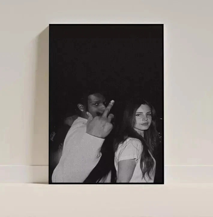 Black And White Lana Del Rey And ASAP Rocky Poster, Music Poster